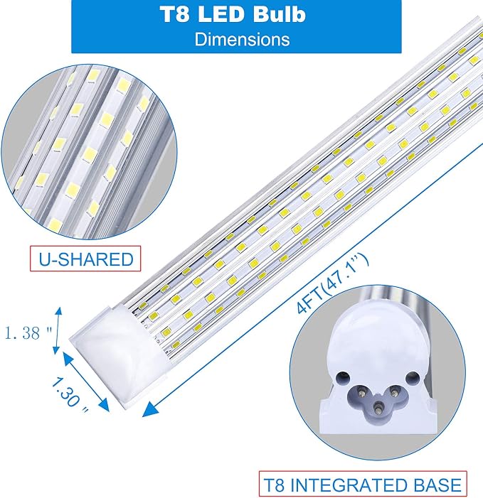 4FT LED Shop Light, 65W 5000K Daylight White 7500LM Super Bright T8 Integrated - Image 4