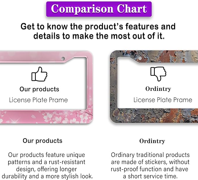 License Plate Frames for Girl Pink License Plate Cover for Women for Men Pink - Image 6