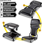 Powerbuilt 42-Inch Triplex Folding Creeper, Rolling Seat, and Brake Stool - Image 2