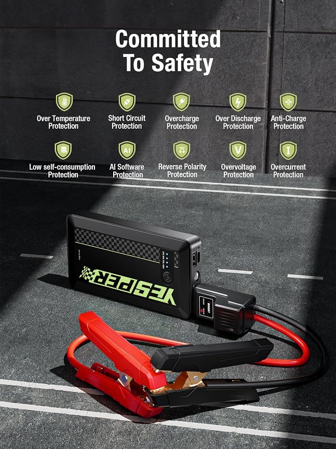 YESPER Jump Starter Portable, 1500A Peak Motorcycle Jump Starter, Jump Box - Image 6