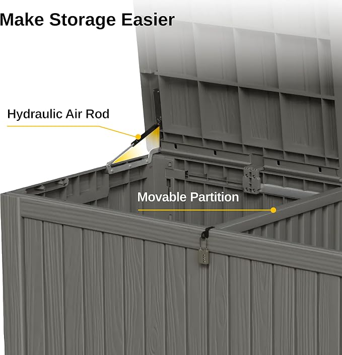 EAST OAK Outdoor Storage Box, 150 Gallon Deck Box, Large Resin Storage Bin - Image 4
