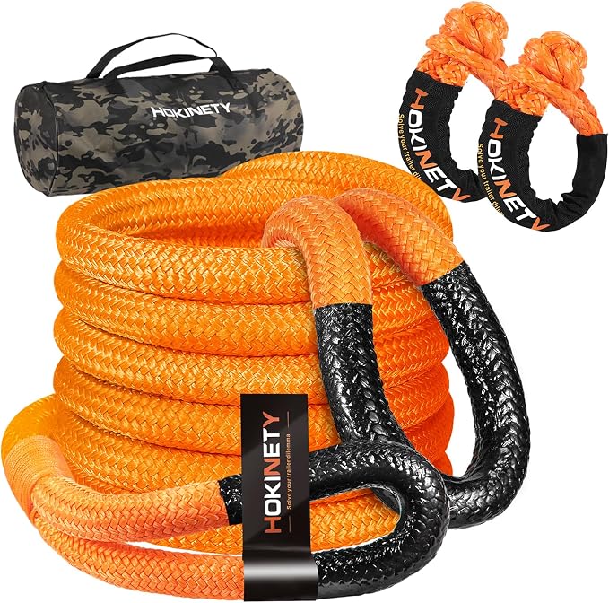Kinetic Recovery Tow Rope: 1.26" x 30ft 55000LBS Snatch Strap by HOKINETY