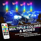 DREAMIZER 2PCS 2FT Fat Whip Lights 360°Spiral Chase Offroad Warning Lighted - Image 2