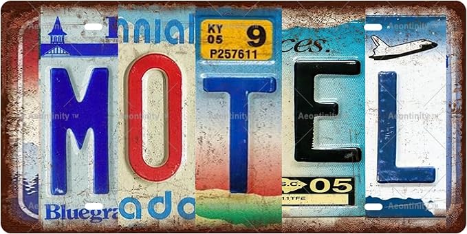 MOTEL Space Vintage Metal Tin Sign License Plate Bar Cafe Garage Cave Home Room by Unknown