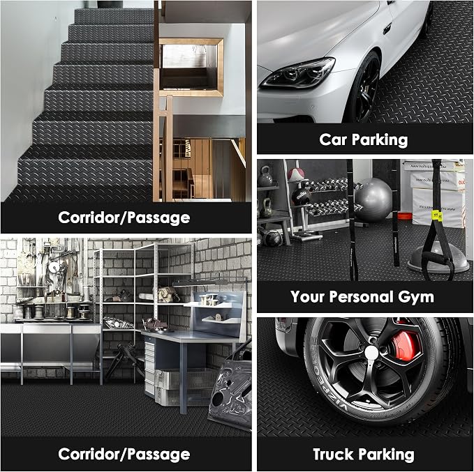 Garage Floor Mat, 16.4x3.2FT Diamond Plate Rubber Flooring Roll, PVC Non-Slip - Image 5