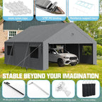 20x20 Carport, Heavy Duty Carport Canopy Garage - Image 3