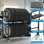 Tire Storage Rack 57" x 55.1" x 20" w/Anti-dust Cover, Adjustable Rolling Tire - Image 3