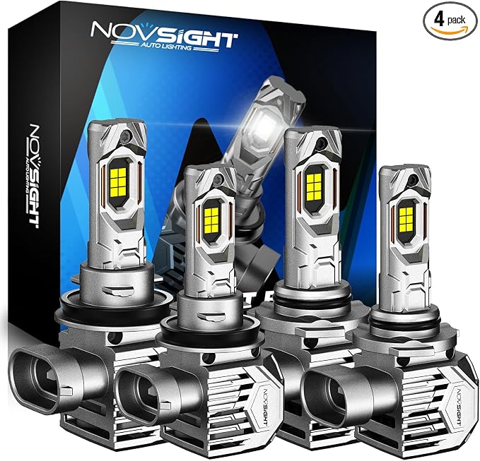 NOVSIGHT H11 9005 LED Fog Light Bulbs, 100000 Lumens, 6500K Cool White Light by NOVSIGHT