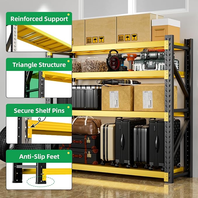 3000LBS Heavy Duty Storage Shelves, 4-Tier Adjustable Garage Organization - Image 3