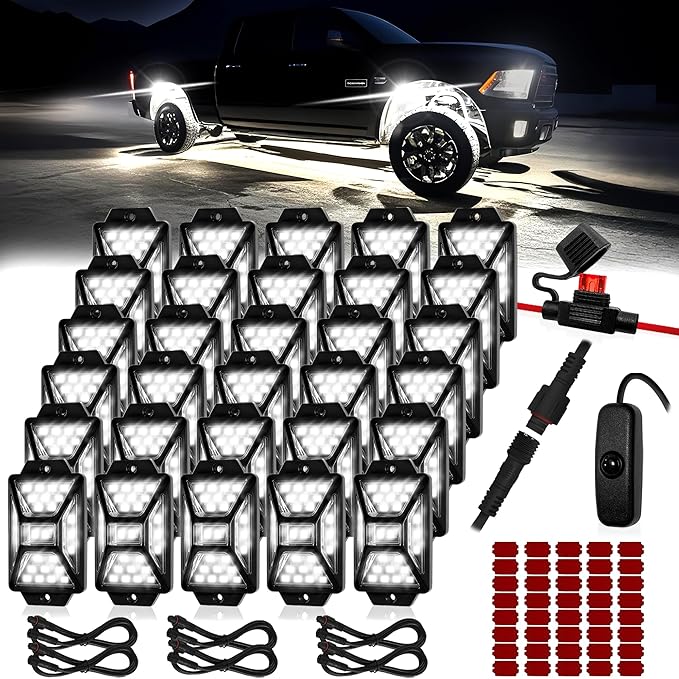 40 Pods Pure White LED Rock Lights Kit by AutoBuero