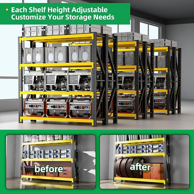 3000LBS Heavy Duty Storage Shelves, 4-Tier Adjustable Garage Organization - Image 4