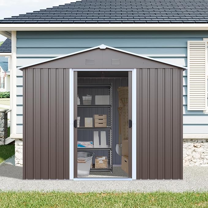 4x8 FT Outdoor Storage Shed, Metal Garden Shed - Image 6