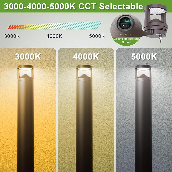LED Bollard Landscape Light, 42inch 24W 3CCT 30K/40K/50K Selectable, 120V-277V - Image 3