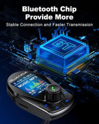 Bluetooth FM Transmitter in-Car Wireless Radio Adapter Kit W 1.8" Color Display - Image 5