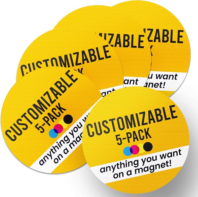 Magnet Me Up Customizable 30 Mil Round Magnet- 6”, 5 PK Weatherproof Car Magnet by MagnetMeUp