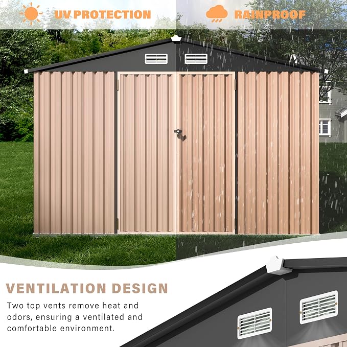 6x8 FT Metal Storage Sheds Outdoor, Metal Tool Shed - Image 4