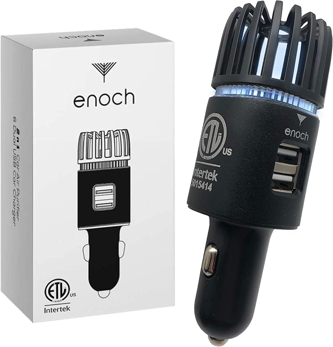 Enoch Car Air Purifier Premium Air Ionizer - 12V Plug-In Ionic Ozone Deodorizer by enoch