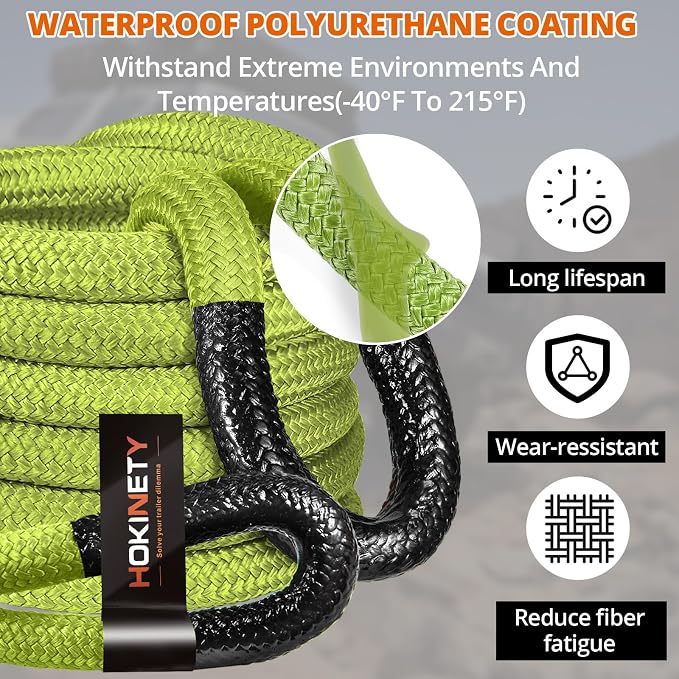 Kinetic Recovery Tow Rope 1-1/8" x20ft Offroad Snatch Strap 48000lbs Heavy Duty - Image 4