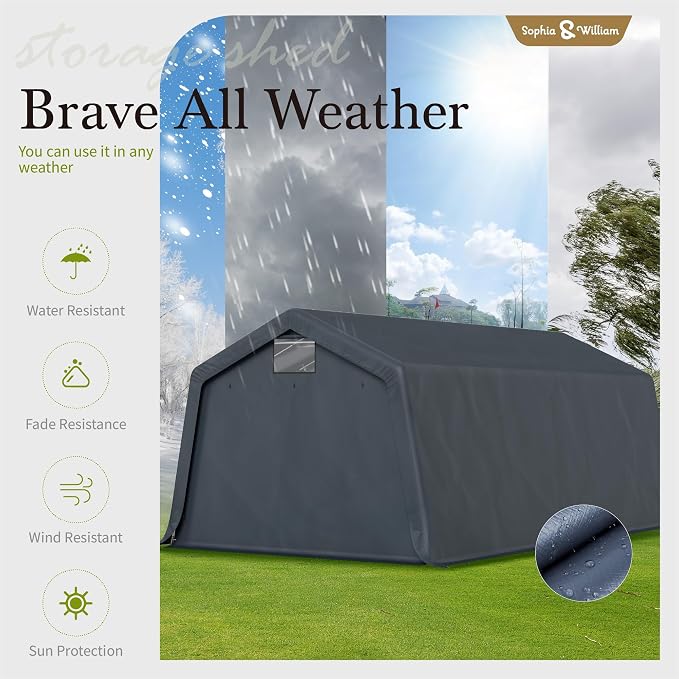 Sophia & William Carport Storage Shed 13x22 ft Portable, Heavy Duty Car Port - Image 5