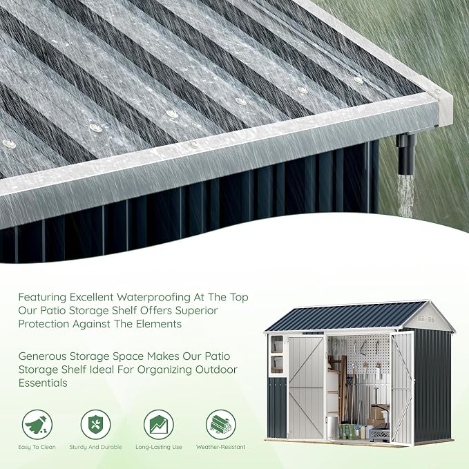 8X6FT Outdoor Steel Storage Shed - Image 8