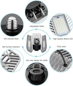 2-Pack Deformable LED Garage Ceiling Lights, 9000 Lumens, 82W CRI 80, - Image 3