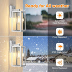 PARTPHONER Silver Dusk to Dawn Porch Lights Fixtures Wall Mount, Sensor - Image 3