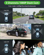 3 Channel 1080P Dash Cam Front and Inside Left/Right, Free 32G Card, Dash - Image 2