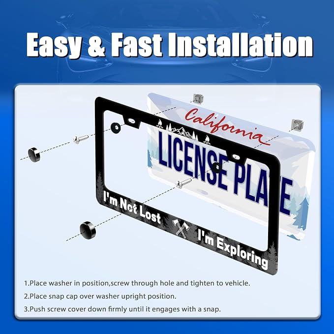 Funny License Plate Frame I'm Not Lost I'm Exploring License Plate Stainless - Image 3