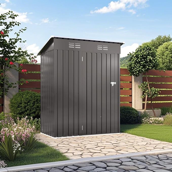 IKERY 5X3 FT Metal Outdoor Storage Shed, Tool Shed by IKERY