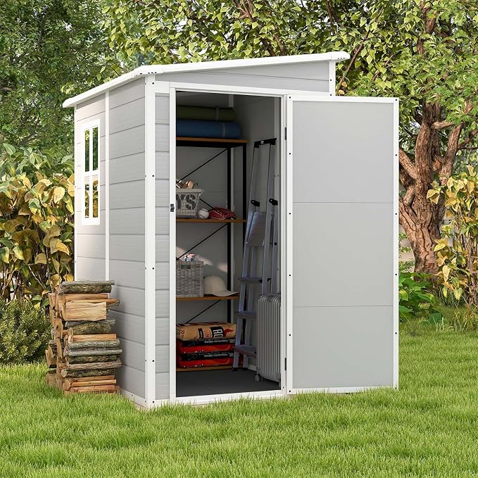 Patiowell 5x4 FT Outdoor Storage Shed, Resin Storage Shed - Image 3