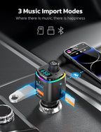 Nulaxy Bluetooth FM Transmitter, QC3.0 Fast Charge Bluetooth Car Adapter - Image 3