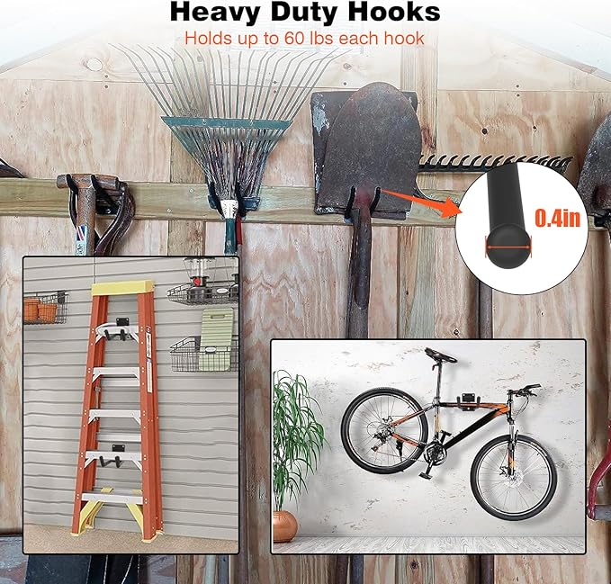 6 Packs 7.8inch Heavy Duty Garage Hooks, Garage Storage Organizer - Image 3