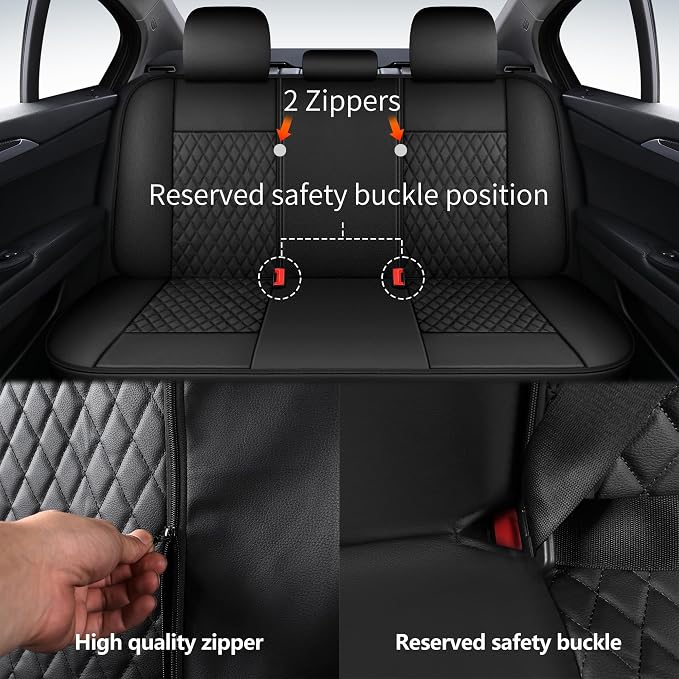 Leather Car Seat Covers, Breathable and Waterproof Seat Cover Full Set - Image 2