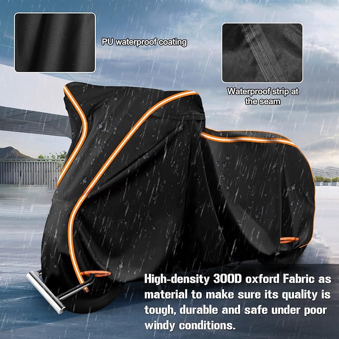 Waterproof Motorcycle Cover for Vespa GTV, Vespa GTS, Outdoor 420D Bike Cover - Image 4