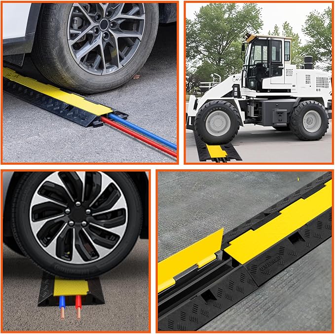 2 Channel 3 Pack Cable Protector Ramp Traffic Wire and Hose Ramp Cord Cover - Image 8