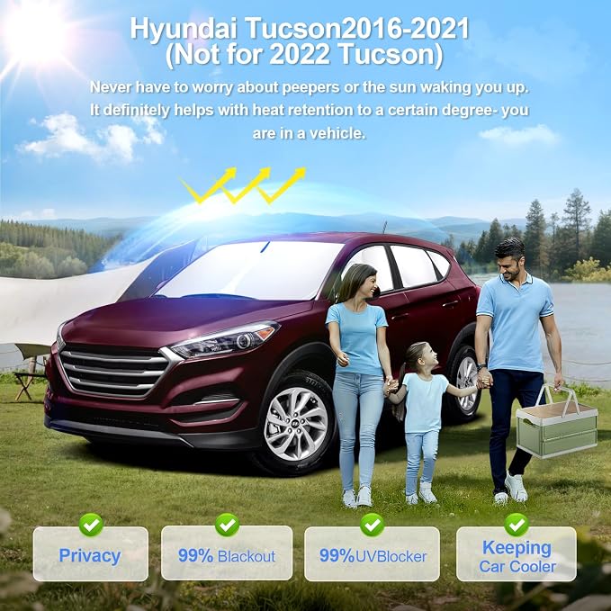 8pcs Car Window Shades for Hyundai Tucson 2016-2021 Accessories, Windshield - Image 2