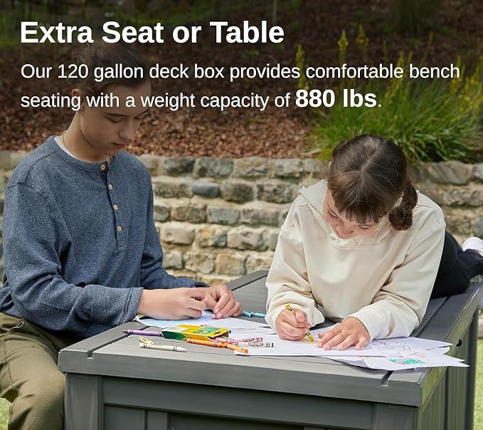 EAST OAK Outdoor Storage Box, 120 Gallon Deck Box - Image 4