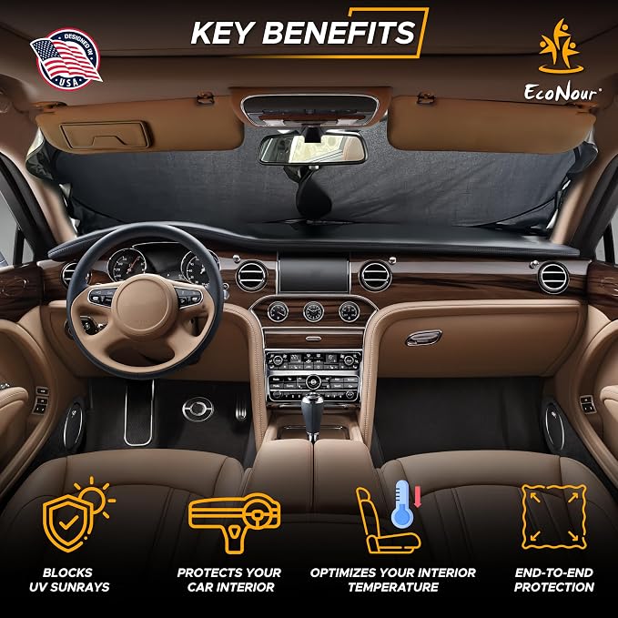 EcoNour Car Windshield Sun Shade, Reflector Sunshade car Window Shades - Image 2