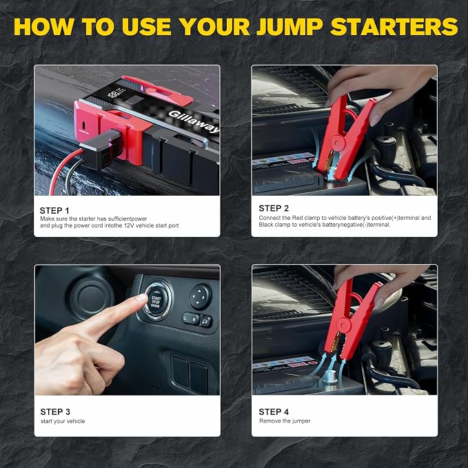 001B 3500A Car Jump Starter Battery Pack, 12V Car Charger Jump Starter Portable - Image 6