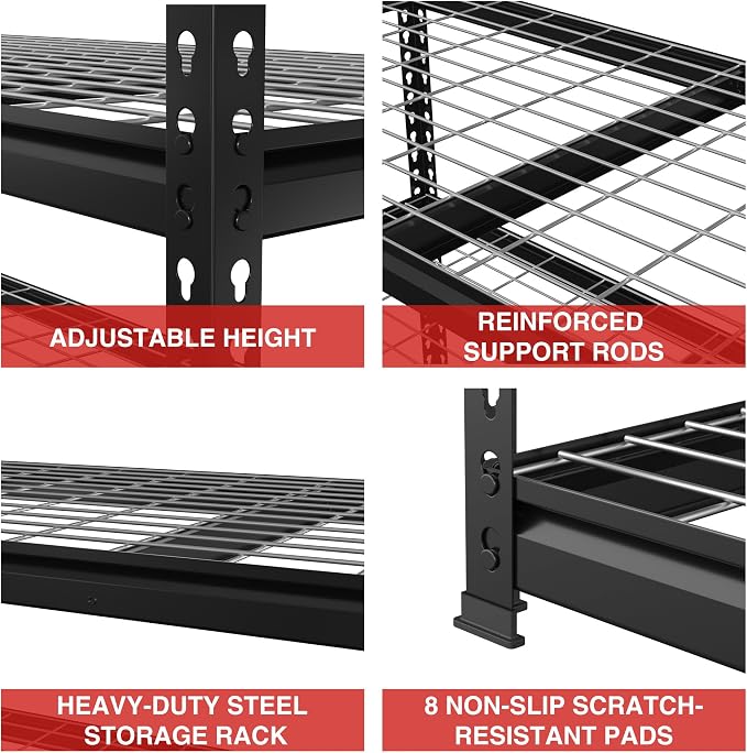 WORKPRO 5-Tier Heavy Duty Metal Shelving Unit, 48”W x 24”D x 72”H, Adjustable - Image 6