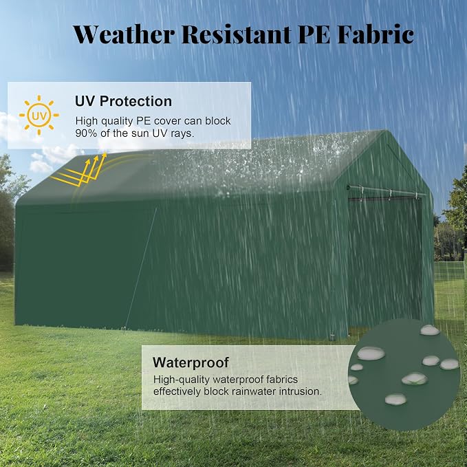 GOJOOASIS 10x20 Carport Heavy Duty Portable Garage Shelter Metal Car Canopy Tent - Image 4
