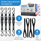 HandT USA Based Retractable Ratchet Straps 1in x 6ft - Image 4