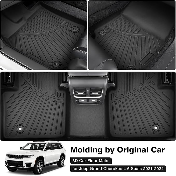 Powerty Floor Mats for 2021-2025 Jeep Grand Cherokee L 6 Seats Accessories All - Image 2