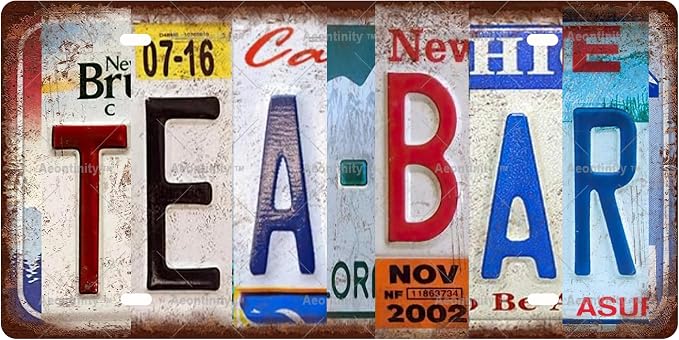 TEA BAR Space Vintage Metal Tin Sign License Plate Bar Cafe Garage Cave Home by Unknown
