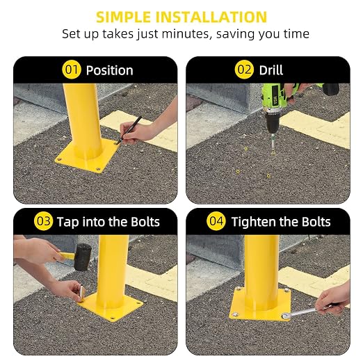 6Pcs Heavy Duty Safety Bollards, 4.5" Diameter Steel Pipe Bollard Post - Image 5