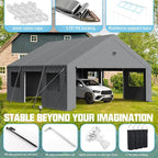 20x20 Carport, Heavy Duty Carport Canopy Garage - Image 3