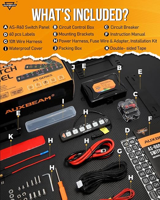 Auxbeam 6 Gang Slim Switch Panel RGB AS-R60 Toggle Momentary Pulsed Dimmable - Image 7