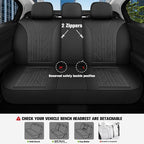 CAROMOP Luxury Faux Leather&Fabric Car Seat Covers Full Set - Image 4