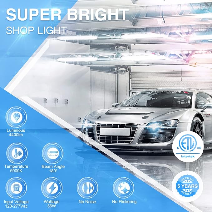 Ensenior 10 Pack Linkable Led Shop Light 4ft - Image 2