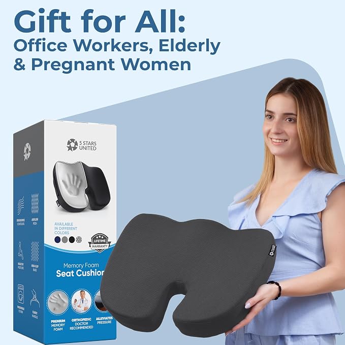 5 STARS UNITED Seat Cushion for Tailbone Pain Relief – Memory Foam Lifting - Image 8
